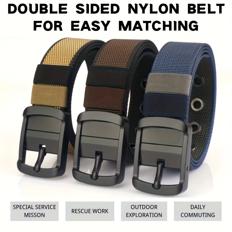 Men'S Tactical Belt Adjustable Durable Nylon Webbing